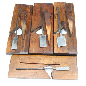 4x Old Marples Wooden Planes - Rabbet / Rebate (Beech) - OldTools.co.uk