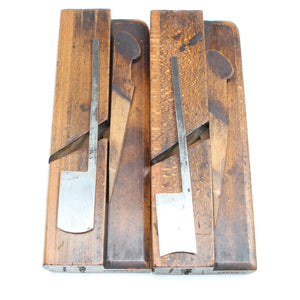 2x Old Wooden Planes - Hollow & Rounds - No. 15 (Beech) - OldTools.co.uk