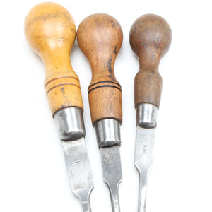 3x Old Marples Wooden Screwdrivers (Beech, Boxwood) - OldTools.co.uk