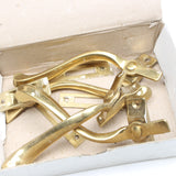 27x Old Brass Casement Fasteners - OldTools.co.uk