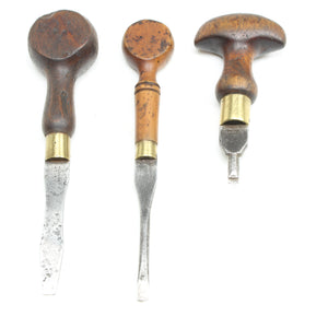 3x Old Small Wooden Screwdrivers (Ash, Beech) - OldTools.co.uk