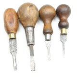4x Old Small Wooden Screwdrivers (Ash, Beech) - OldTools.co.uk