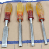 Old  7-Piece Footprint and Marples Woodwork Chisels Set - OldTools.co.uk