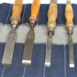 Old 8-Piece Graduated Mortice Chisels Set (Ash) - OldTools.co.uk