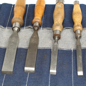 Old 8-Piece Graduated Mortice Chisels Set (Ash) - OldTools.co.uk