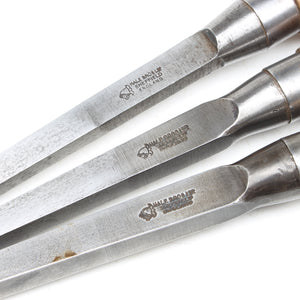 3x Old Hale Bros Mortice Chisels (Beech) - OldTools.co.uk