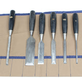Old 6-Piece Black Handled Stanley Woodwork Chisels Set - OldTools.co.uk