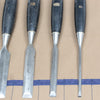 Old 6-Piece Black Handled Stanley Woodwork Chisels Set - OldTools.co.uk