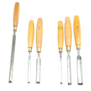 6x Old Boxwood Chisels / Gouges (Boxwood) - OldTools.co.uk