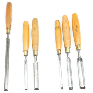 6x Old Boxwood Chisels / Gouges (Boxwood) - OldTools.co.uk