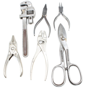 6x Old Pliers, Grips, Snips, Wrench (USA)