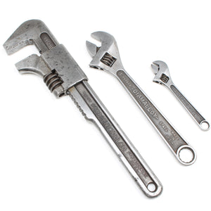 Old Crescent Wrench & 2x Diamalloy Adjustable Spanners (USA)