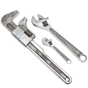 Old Crescent Wrench & 2x Diamalloy Adjustable Spanners (USA)