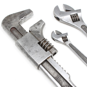 Old Crescent Wrench & 2x Diamalloy Adjustable Spanners (USA)