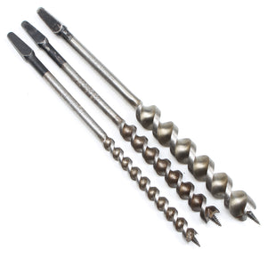 3x Old Stanley 'Russell Jennings' Twist Auger Drill Bits - 6/16", 8/16", 11/16"