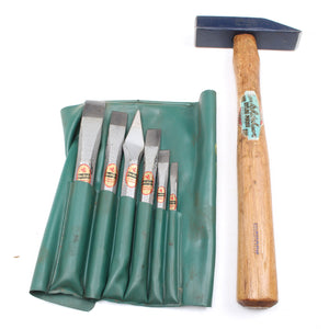 SOLD - Old Whitehouse Hammer + Bedford Stone Chisel Set (Hickory)