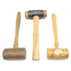 3x Old Raw Hide Leather Mallets (Ash, Hickory)