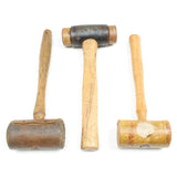 3x Old Raw Hide Leather Mallets (Ash, Hickory)