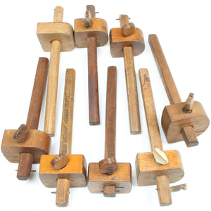 8x Old Wooden Marking Gauges (Beech)