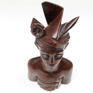 Signed Wooden Bali Bust - 12 1/2" - UK ONLY