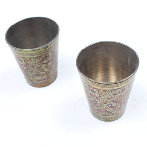 2x Vintage Small Indian Decorative Cups