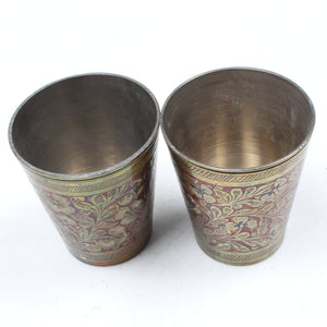 2x Vintage Small Indian Decorative Cups