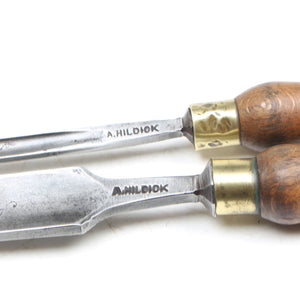 2x Hildick Paring Gouges - 1/4", 3/4" (Beech)
