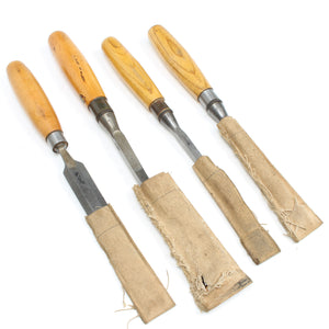 4x Old Sash Mortice, Swan-Neck & Paring Chisels (Ash, Boxwood)