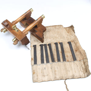 Old Nurse Wooden Plough Plane + 7 Cutters (Beech)