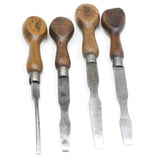 4x Old Wooden Handled Screwdrivers / Turnscrews (Beech)