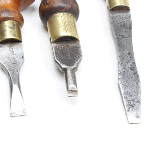 3x Old Wooden Handled Small Screwdrivers (Beech)