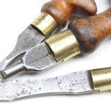 3x Old Wooden Handled Small Screwdrivers (Beech)