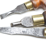 3x Old Wooden Handled Small Screwdrivers (Beech)