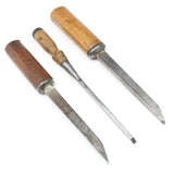 3x Old Mortice Chisels – 1/8", 1/4", 5/16" (Ash, Beech)