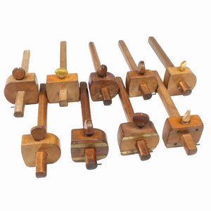 9x Old Wooden Marking Gauges (Beech)