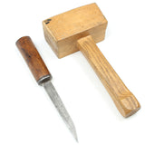 Old Mortice Chisel 1/4" + Mallet (Beech)