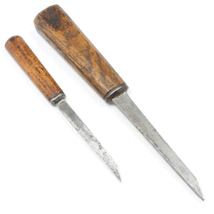 2x Old Mortice Chisels - 1/8", 1/4" (Beech)