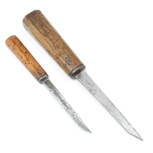 2x Old Mortice Chisels - 1/8", 1/4" (Beech)