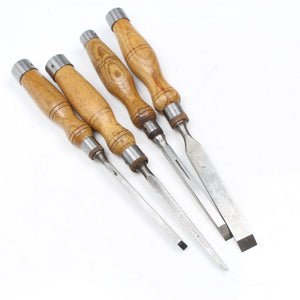 4x Old Mortice Chisels - 5mm, 6mm, 8mm, 16mm (Ash)