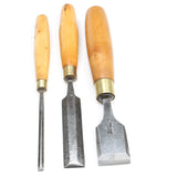 3x Old Woodwork Bevel Edge Chisels (Boxwood)
