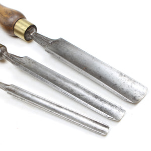 3x Old Outcannel Firmer Gouges - 5/16", 1/2", 7/8" (Ash)