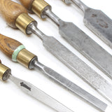 5x Old Firmer Chisels - 1/8" - 1" (Ash, Beech) (UK)