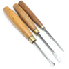 3x Old Herring (London) Wood-Carving Tools - Fishtail (Boxwood) - OldTools.co.uk