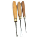 3x Old Herring (London) Wood-Carving Tools - Fishtail (Boxwood) - OldTools.co.uk