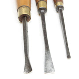 3x Old Herring (London) Wood-Carving Tools - Fishtail (Boxwood) - OldTools.co.uk