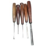 5x Old Wood-Carving Tools (Beech, Mahogany) - OldTools.co.uk