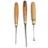 3x Old Wood-Carving Tools (Beech) - OldTools.co.uk