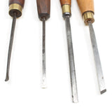 4x Old Wood-Carving Tools (Beech) - OldTools.co.uk