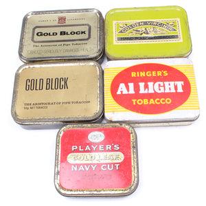 5x Old Tobacco Tins