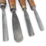 4x Old Woodcarving Tools (Beech)